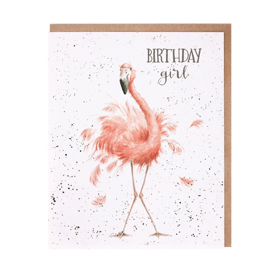 Wrendale Designs Birthday Girl Flamingo Card