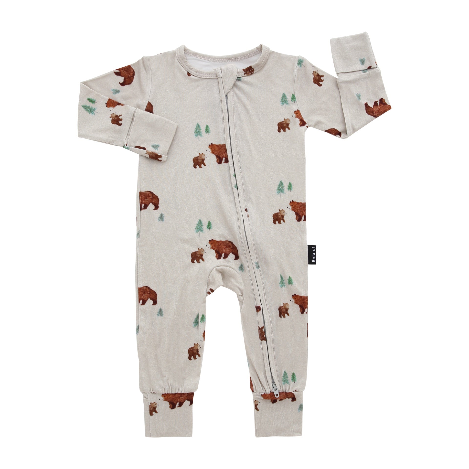 Footless Sleeper with Fold-Over Cuffs - Bears