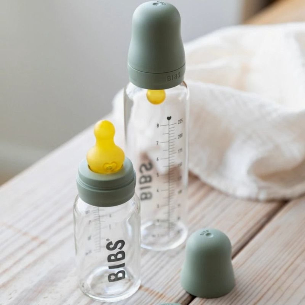 BIBS Baby Glass Bottle Latex Nipple Complete Set - Sage