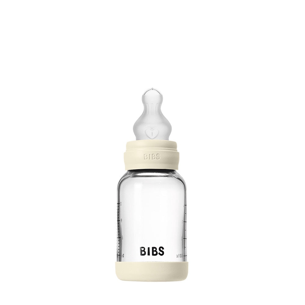 BIBS Baby Glass Bottle Silicone Nipple Set - Ivory