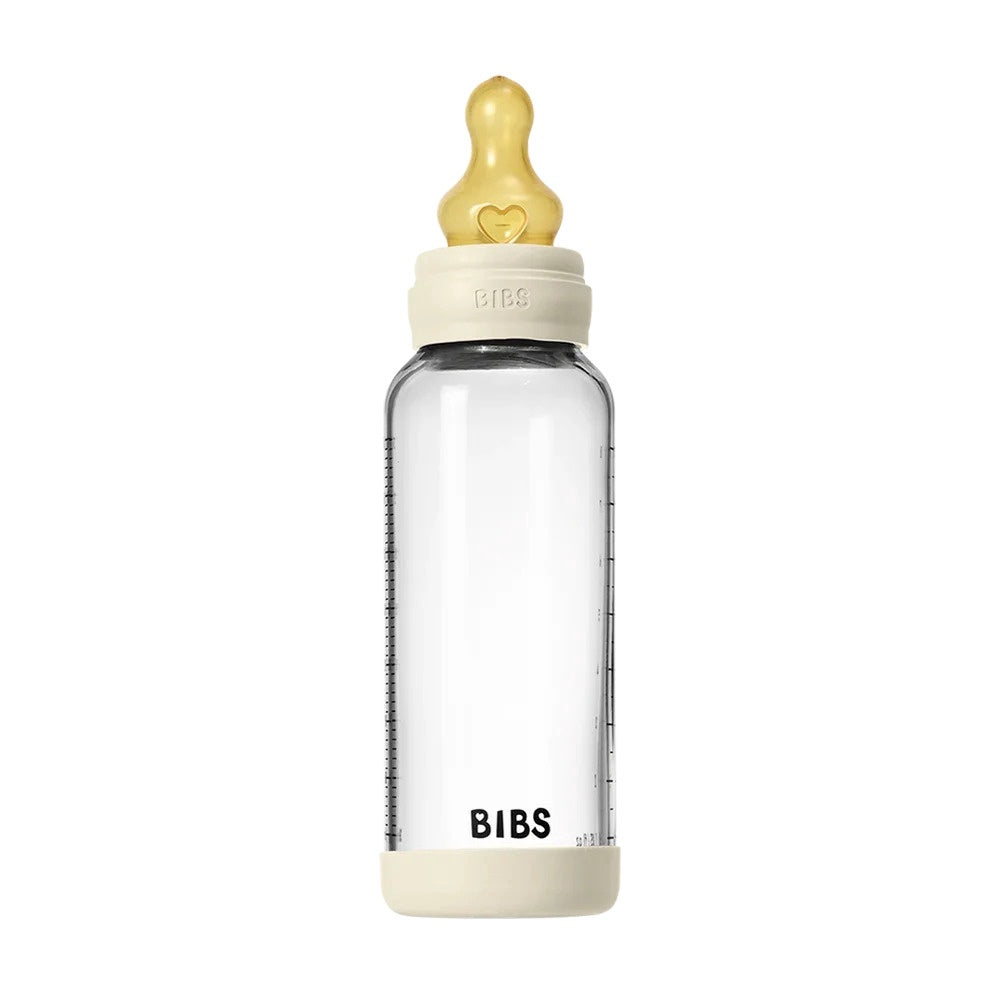 BIBS Baby Glass Bottle Latex Nipple Set - Ivory