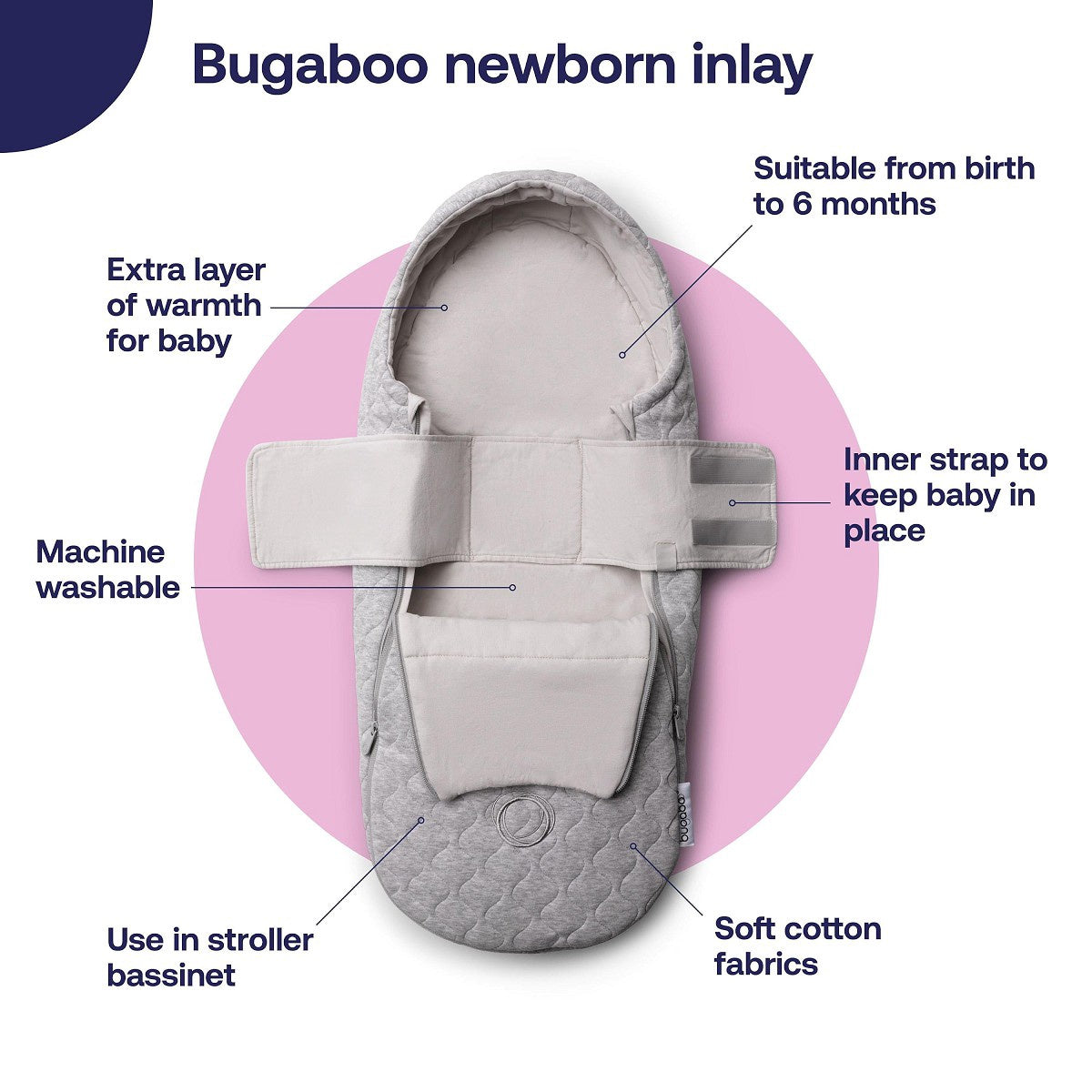 Bugaboo Newborn Inlay - Light Grey Melange