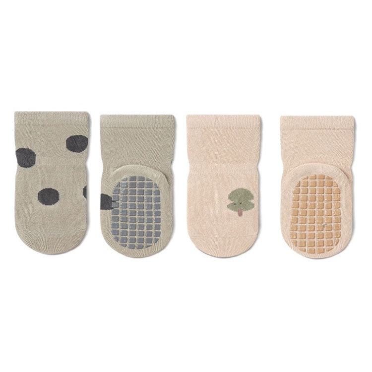Cozy Non-Slip Socks (2 pack) - Trees / Dots