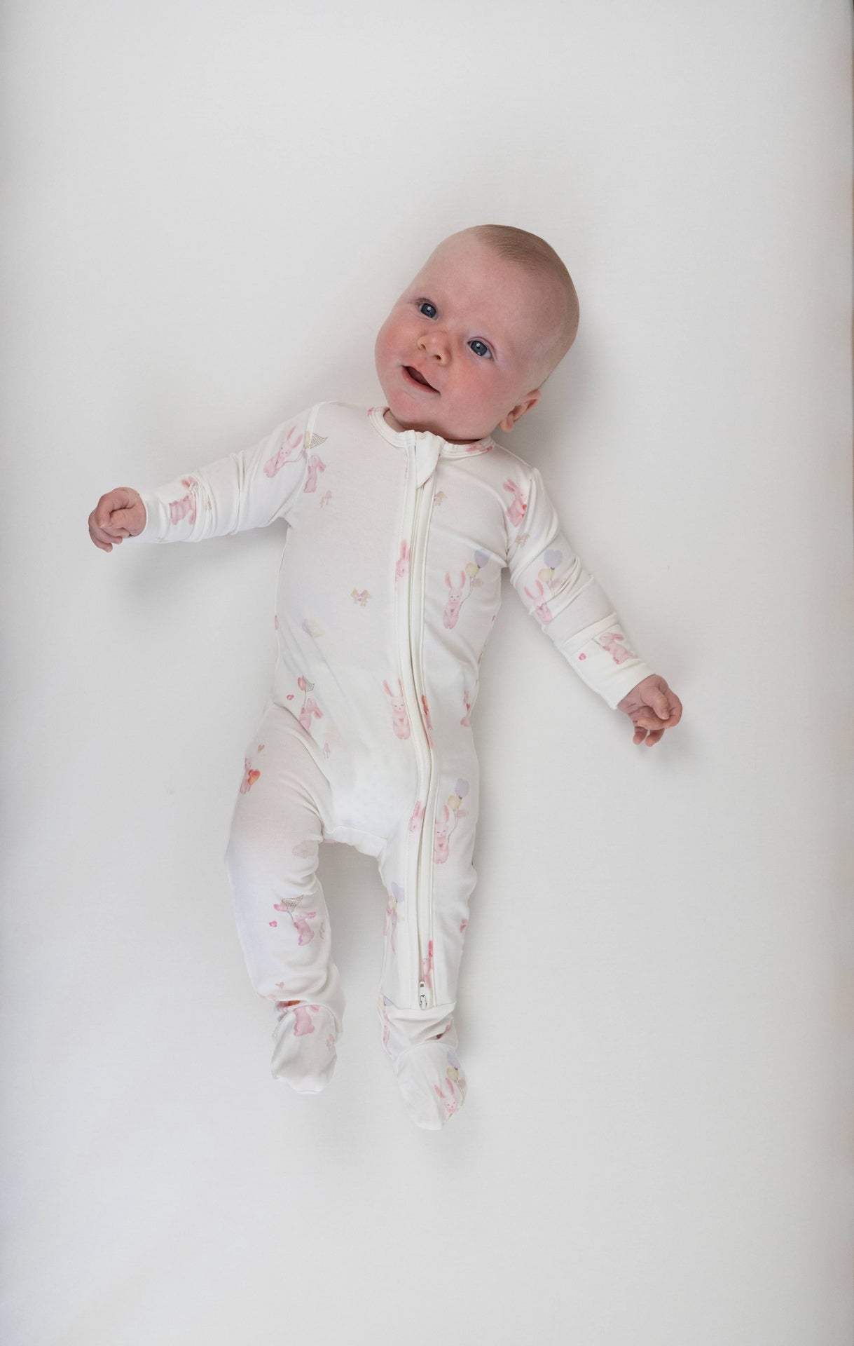 Footed Zipper Sleeper - Love Bunnies