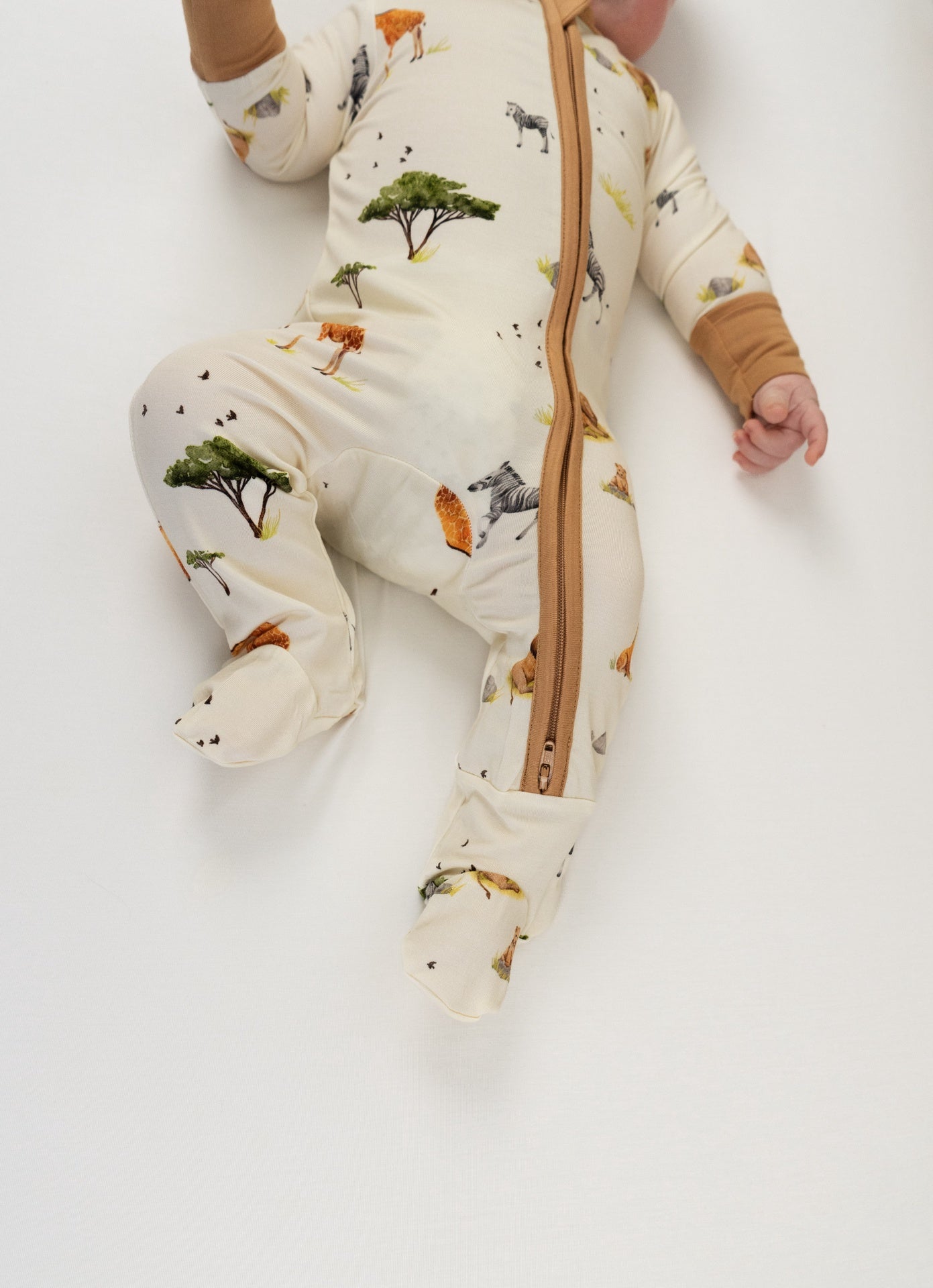 Footed Zipper Sleeper - Safari