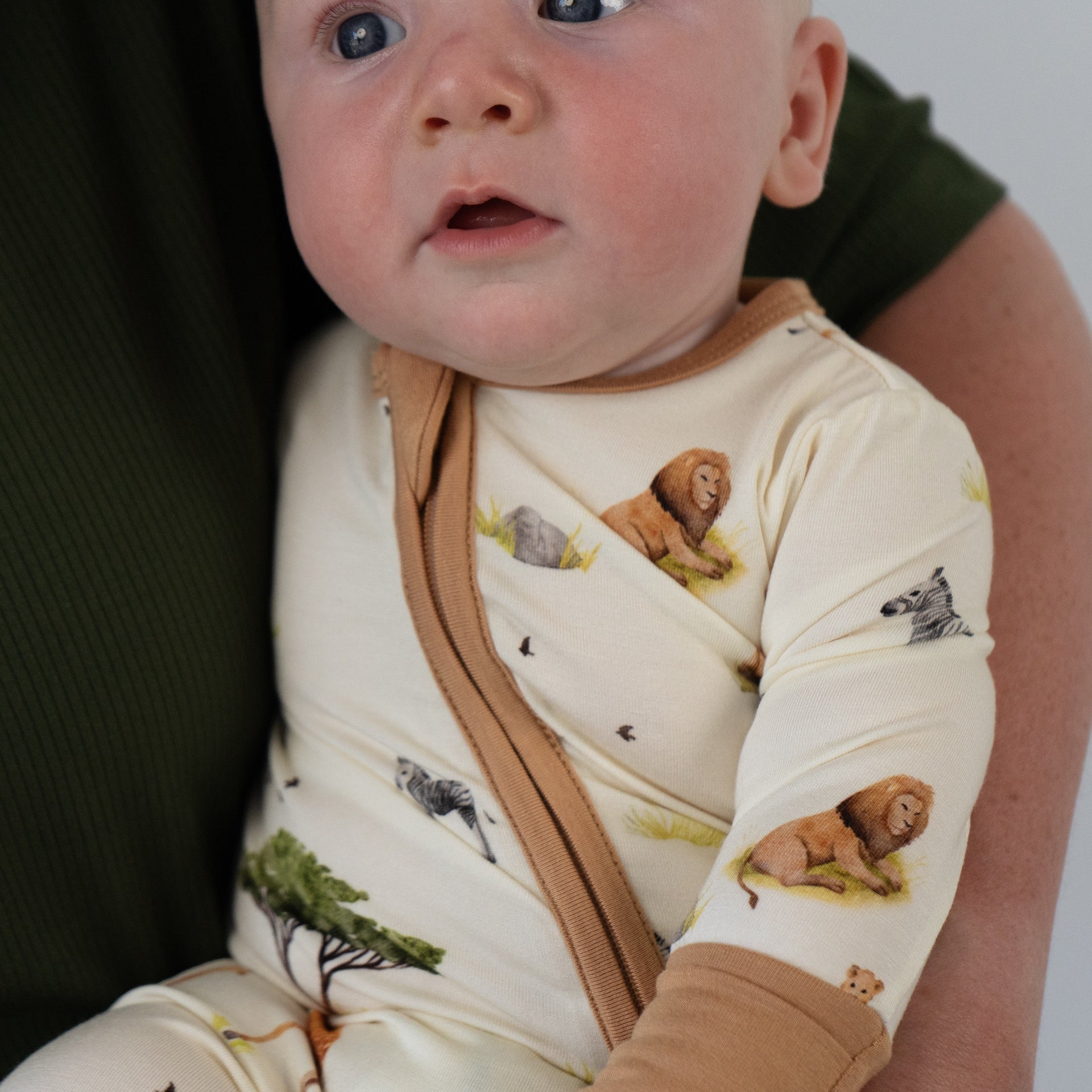 Footed Zipper Sleeper - Safari