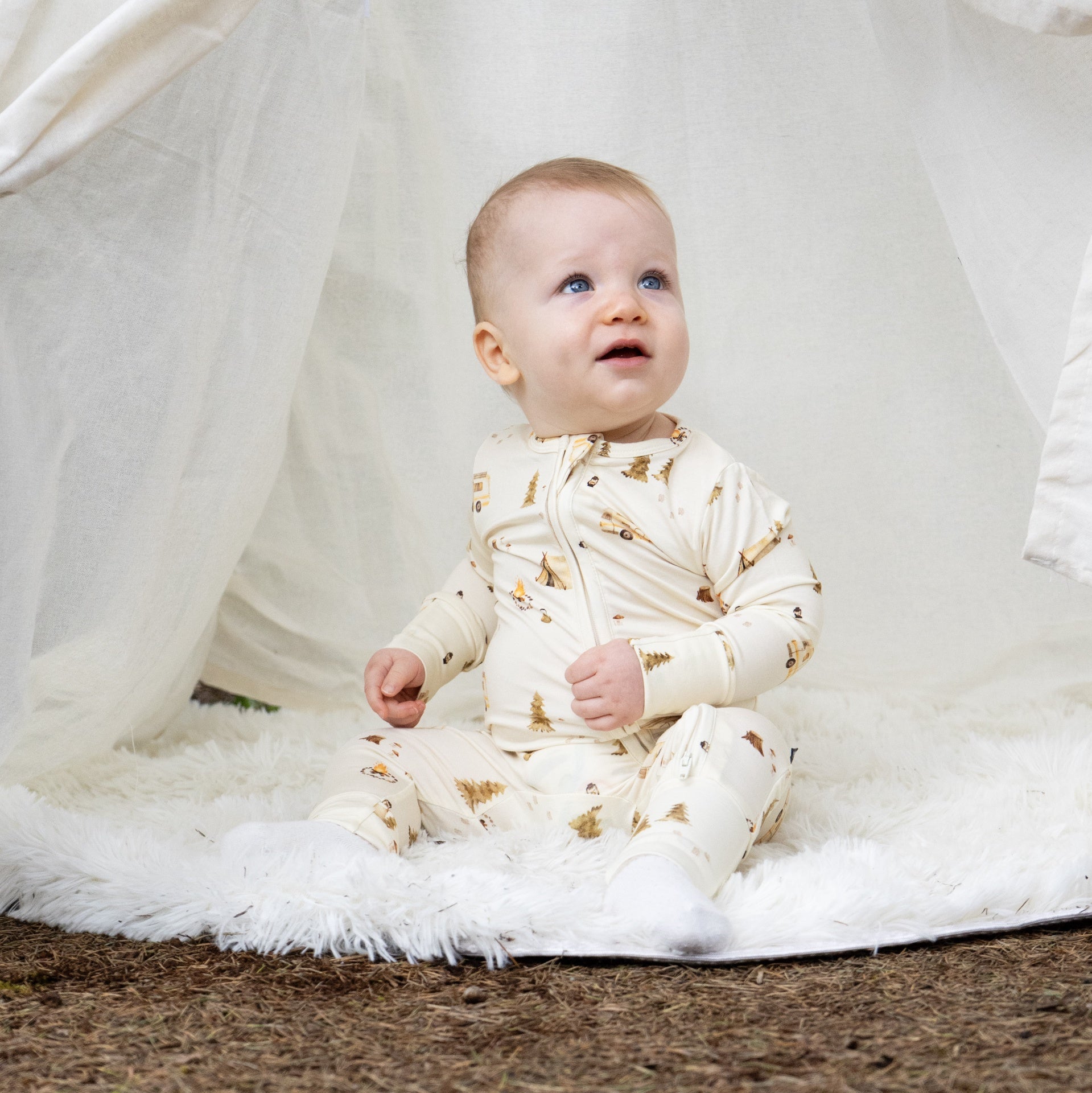 Footless Sleeper with Fold-over Cuffs - Day Camp