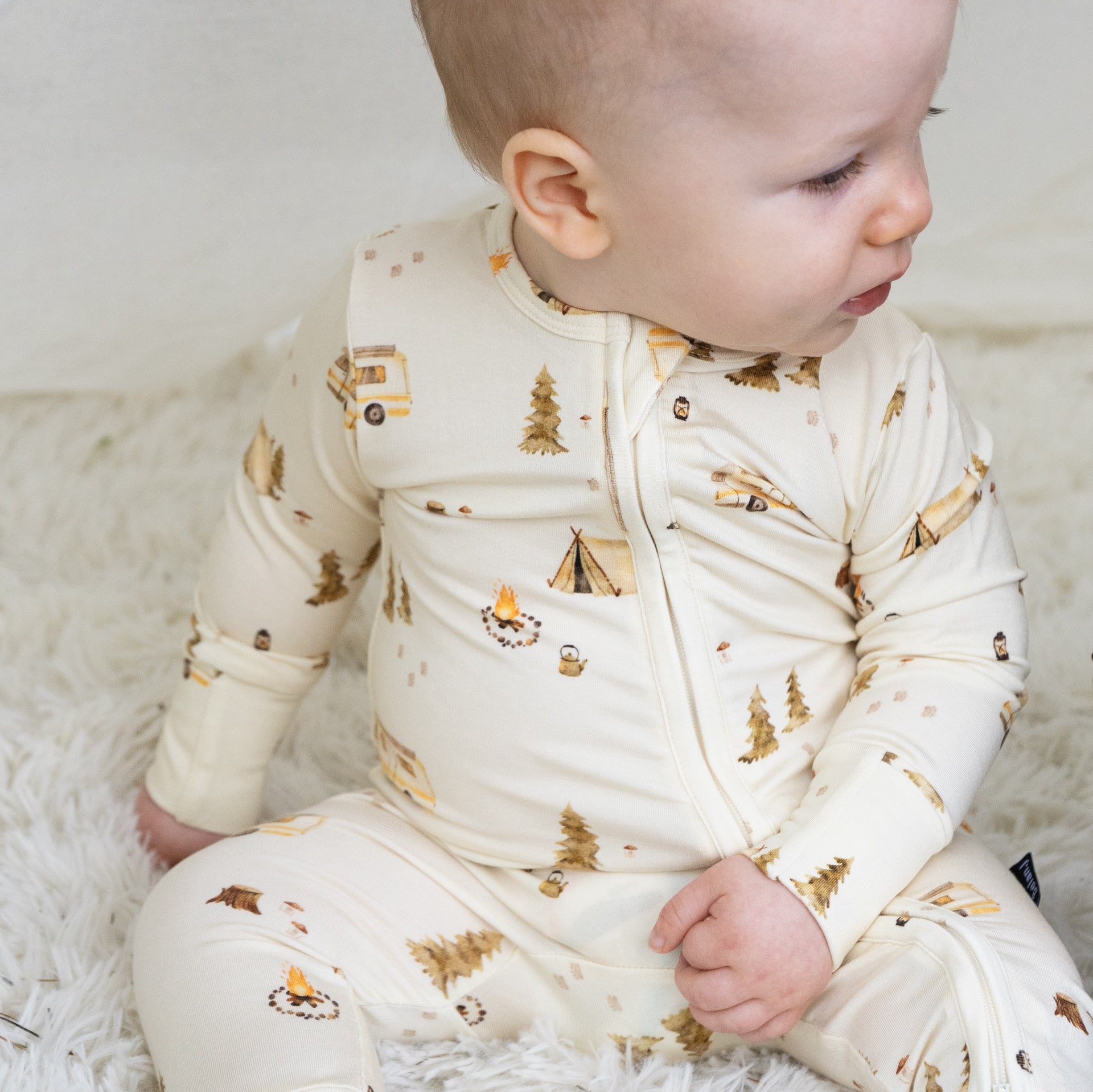 Footless Sleeper with Fold-over Cuffs - Day Camp