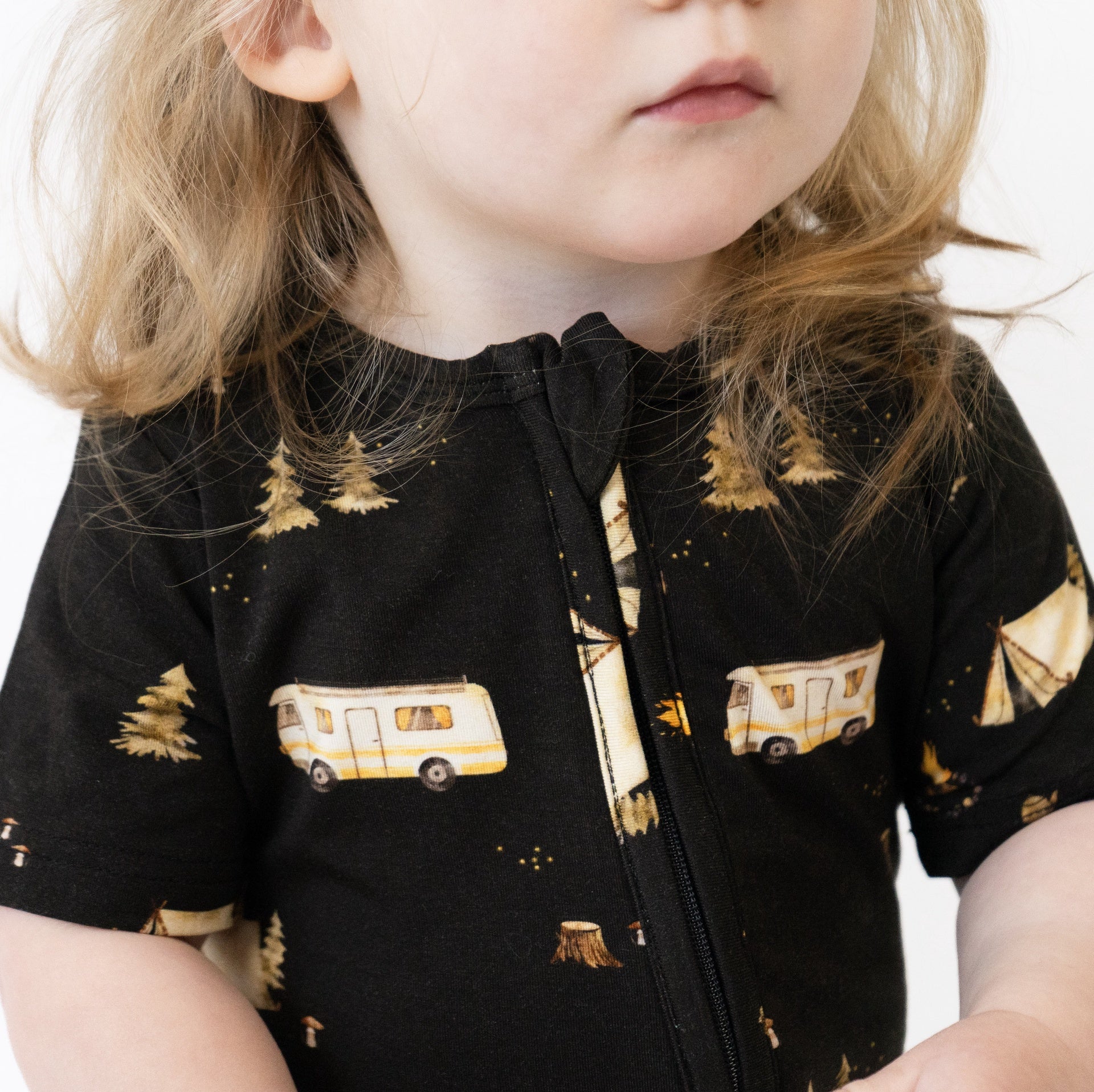 S/S Zipper Romper - Night Camp