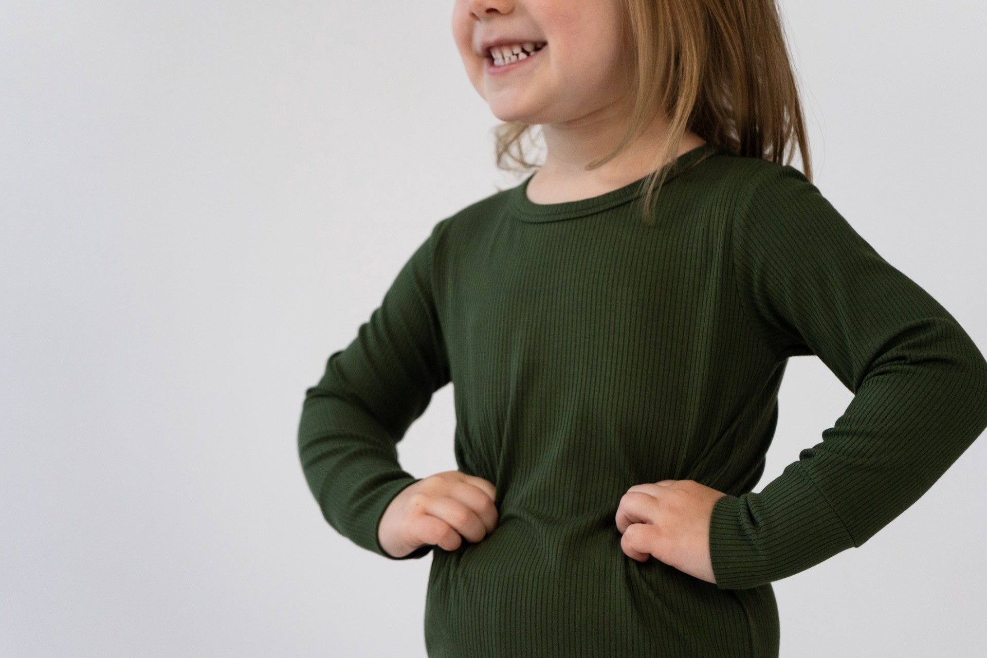 Ribbed Bamboo Long Sleeve PJ Set - Forest Green