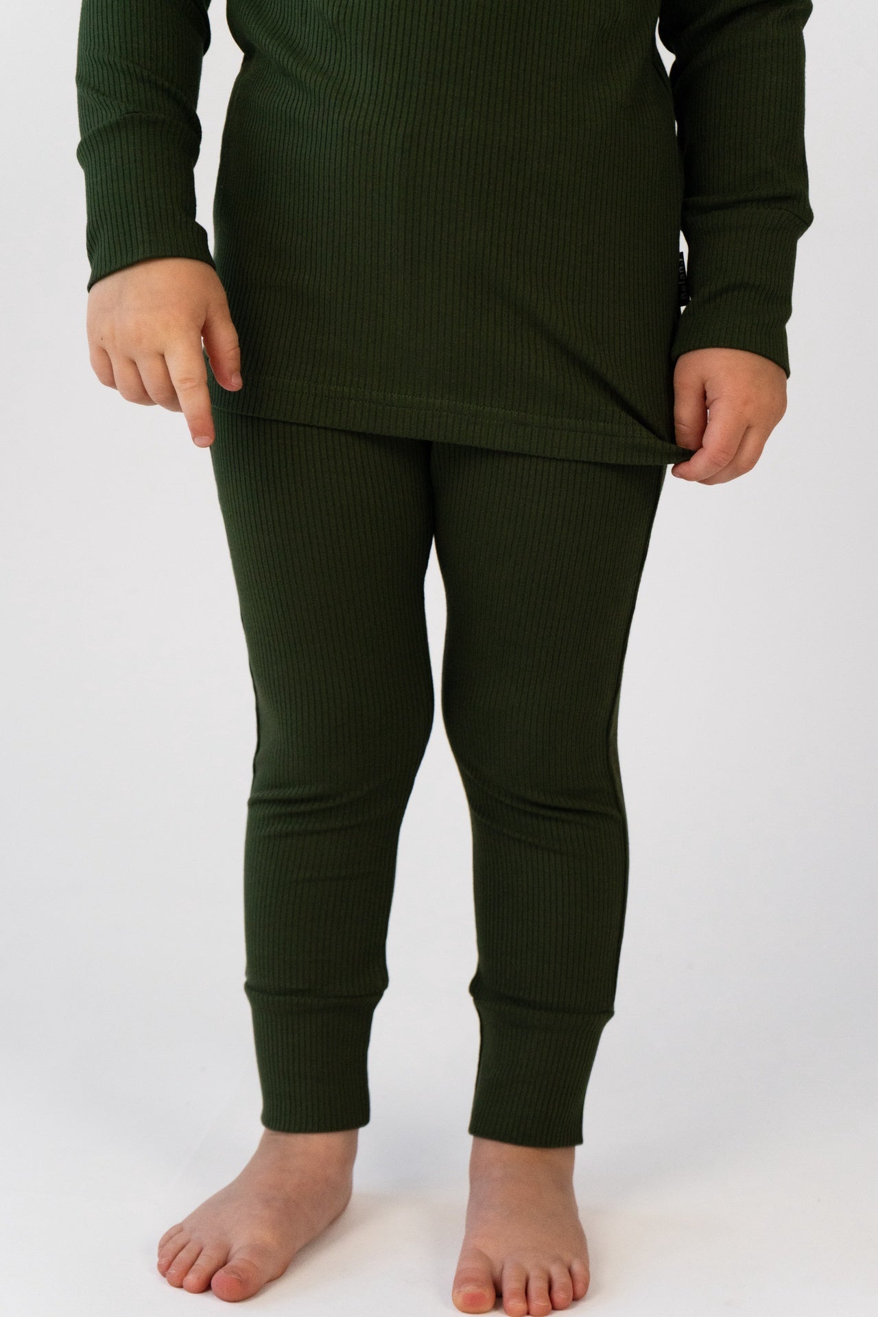 Ribbed Bamboo Long Sleeve PJ Set - Forest Green