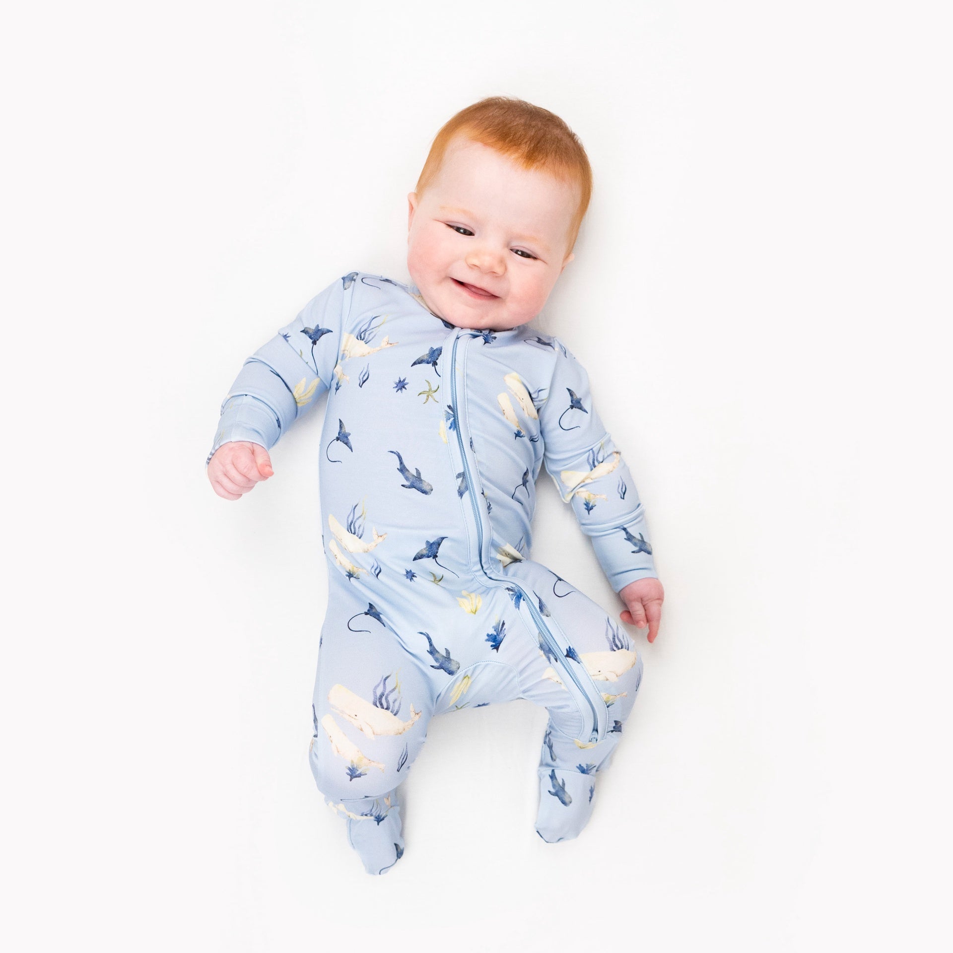 Footed Zipper Sleeper - Whale Lover