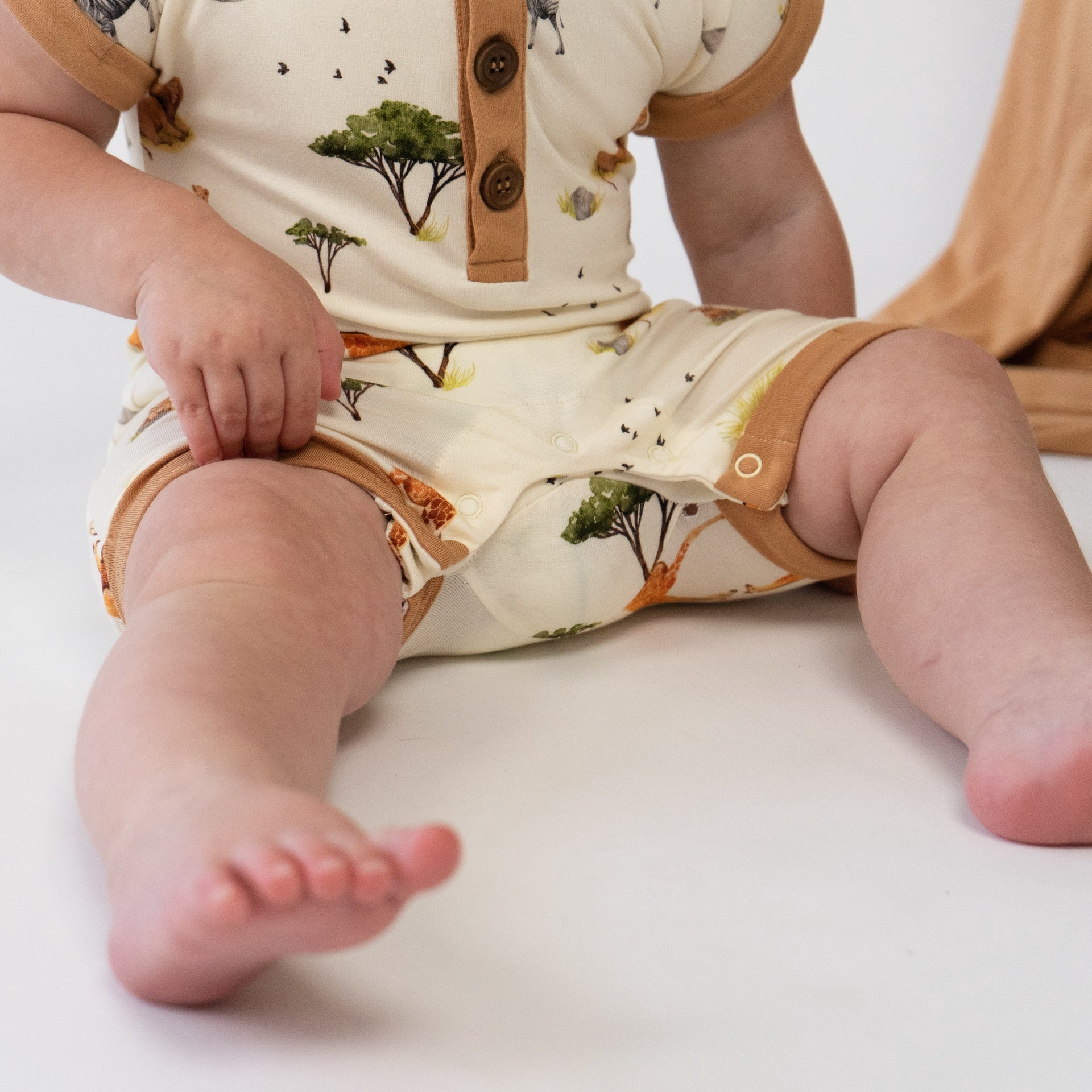Short Sleeve Shortall Romper - Safari