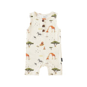 Sleeveless Shortall Romper - Safari