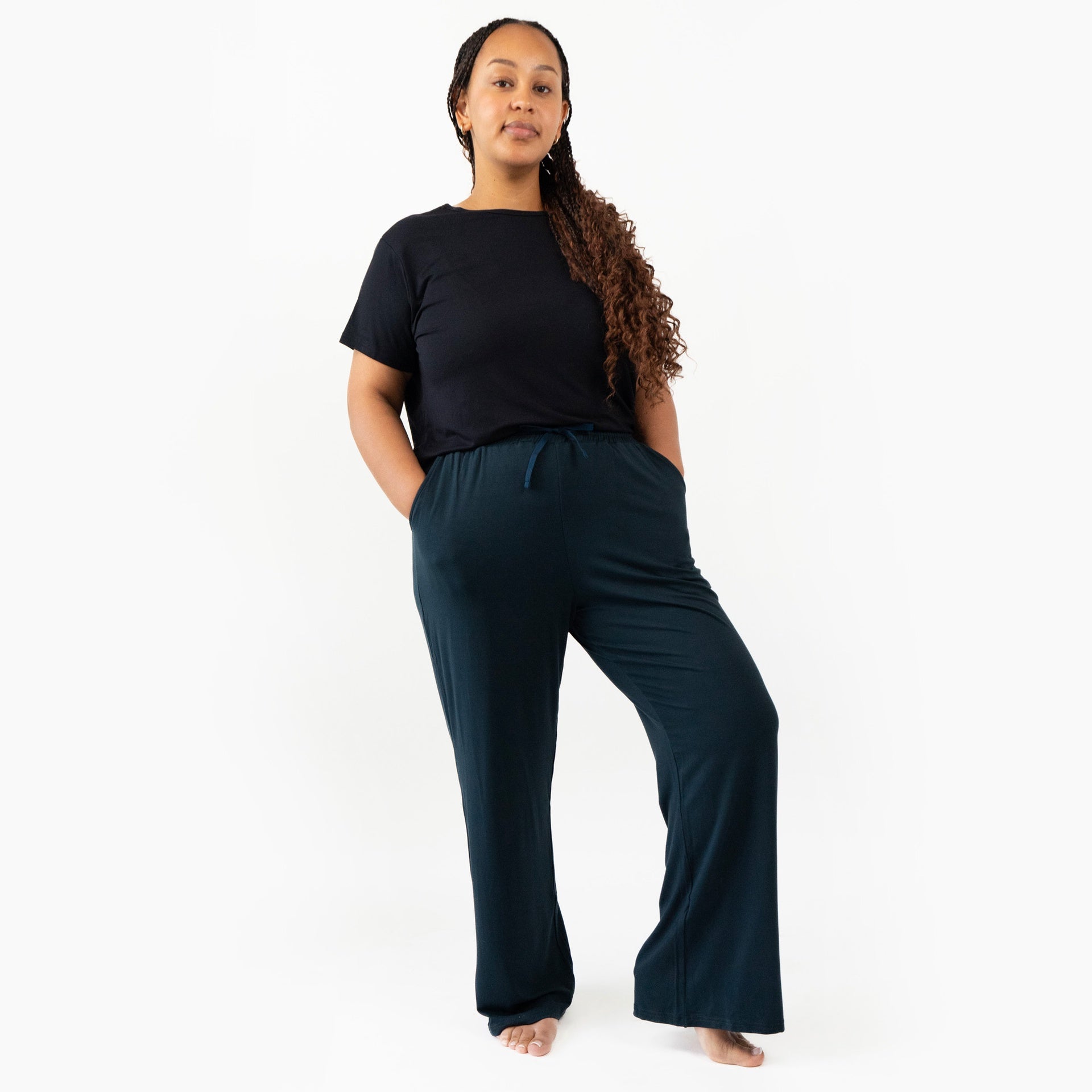 Women's Wide Legged Pants -Midnight