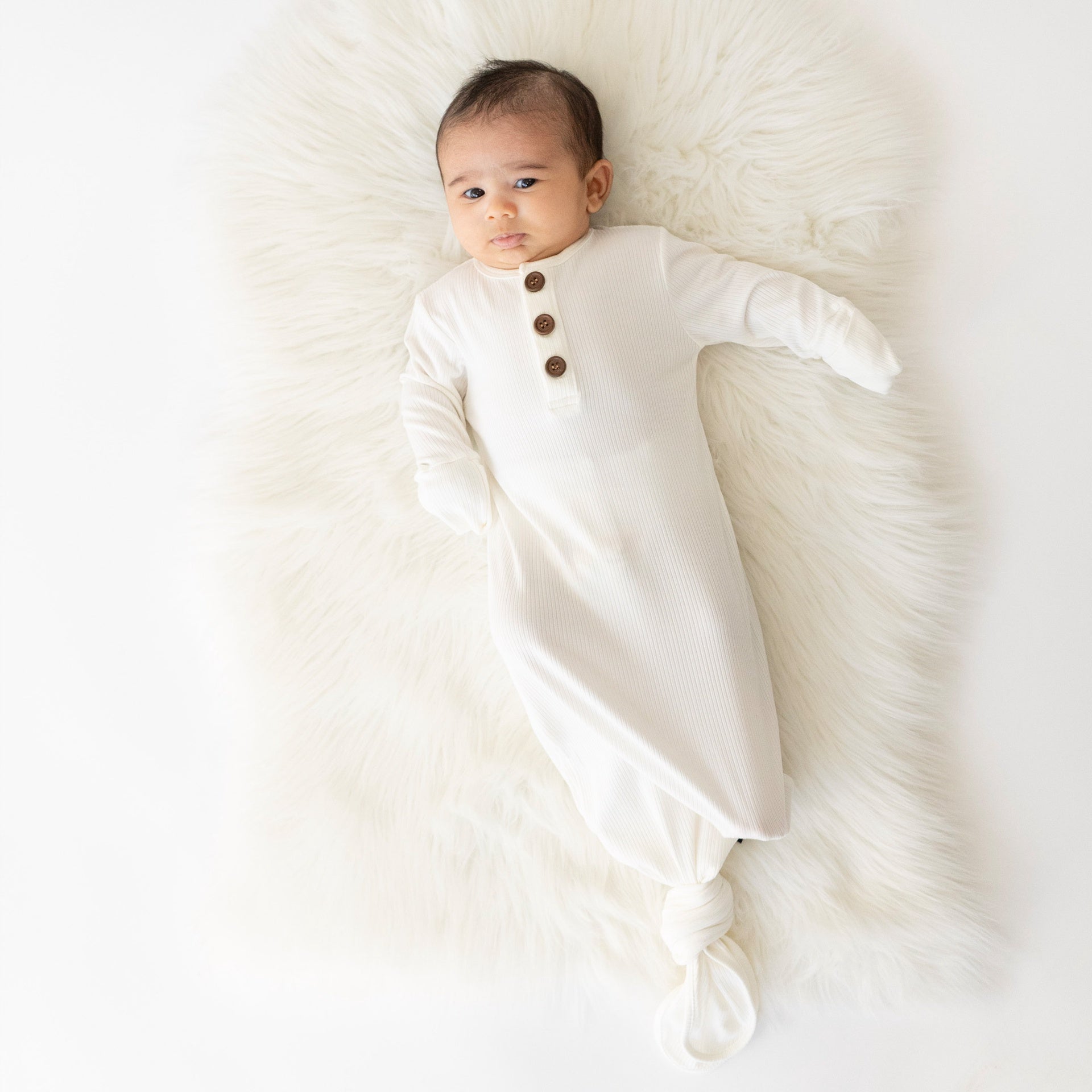 Ribbed Bamboo Sleep Gown - Rice