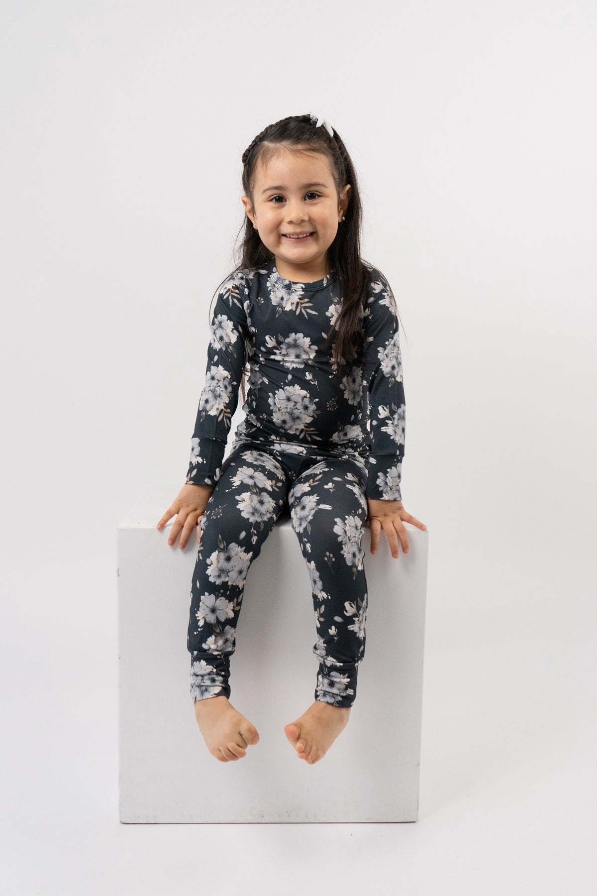 Long Sleeve PJ Set - Frosty Floral (Navy)