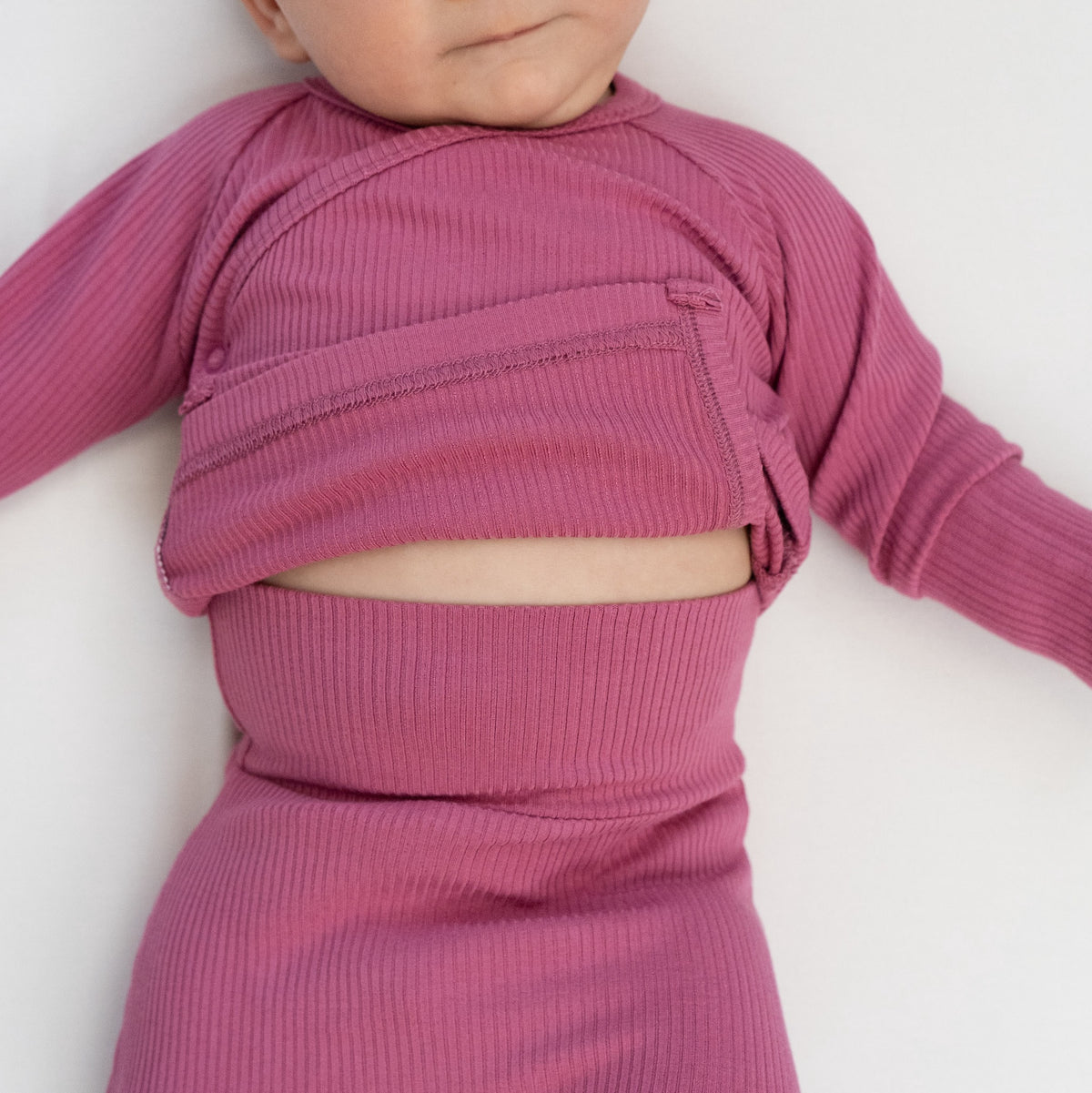 Ribbed Bamboo Take Me Home Kimono Set - Rosewood