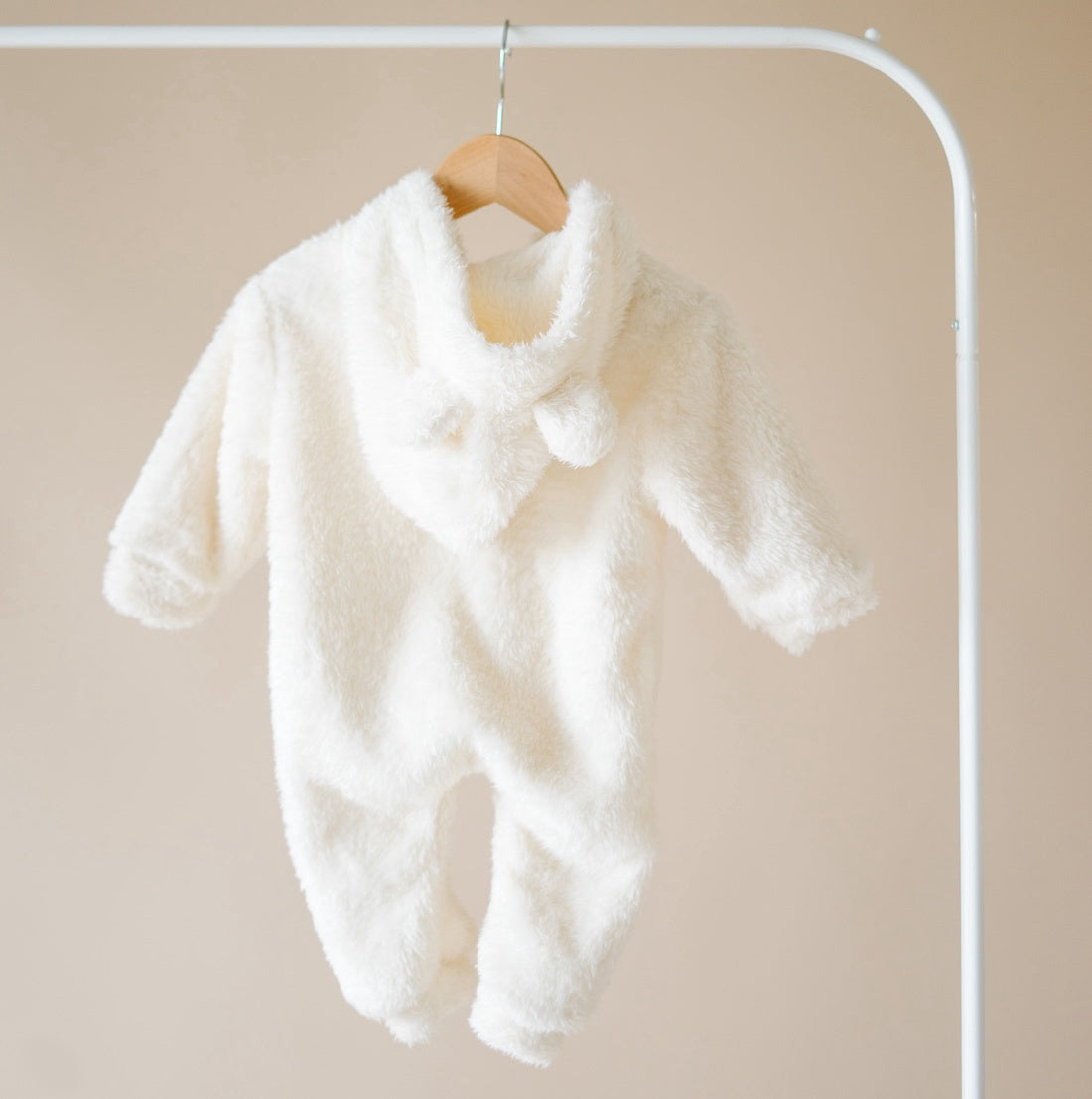 Fuzzy Fleece Hooded Jumpsuit - Polar Bear