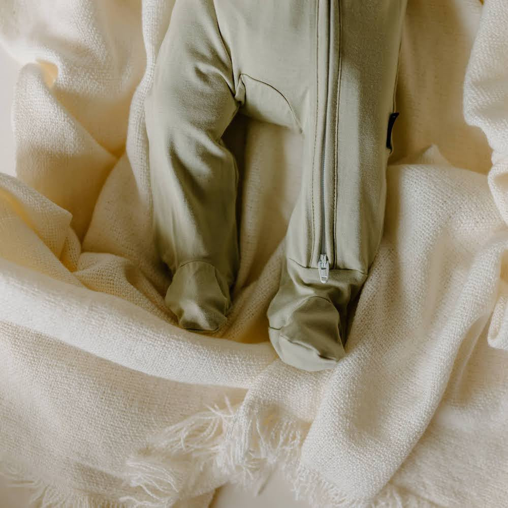 Footed Zipper Sleeper - Mellow Sage