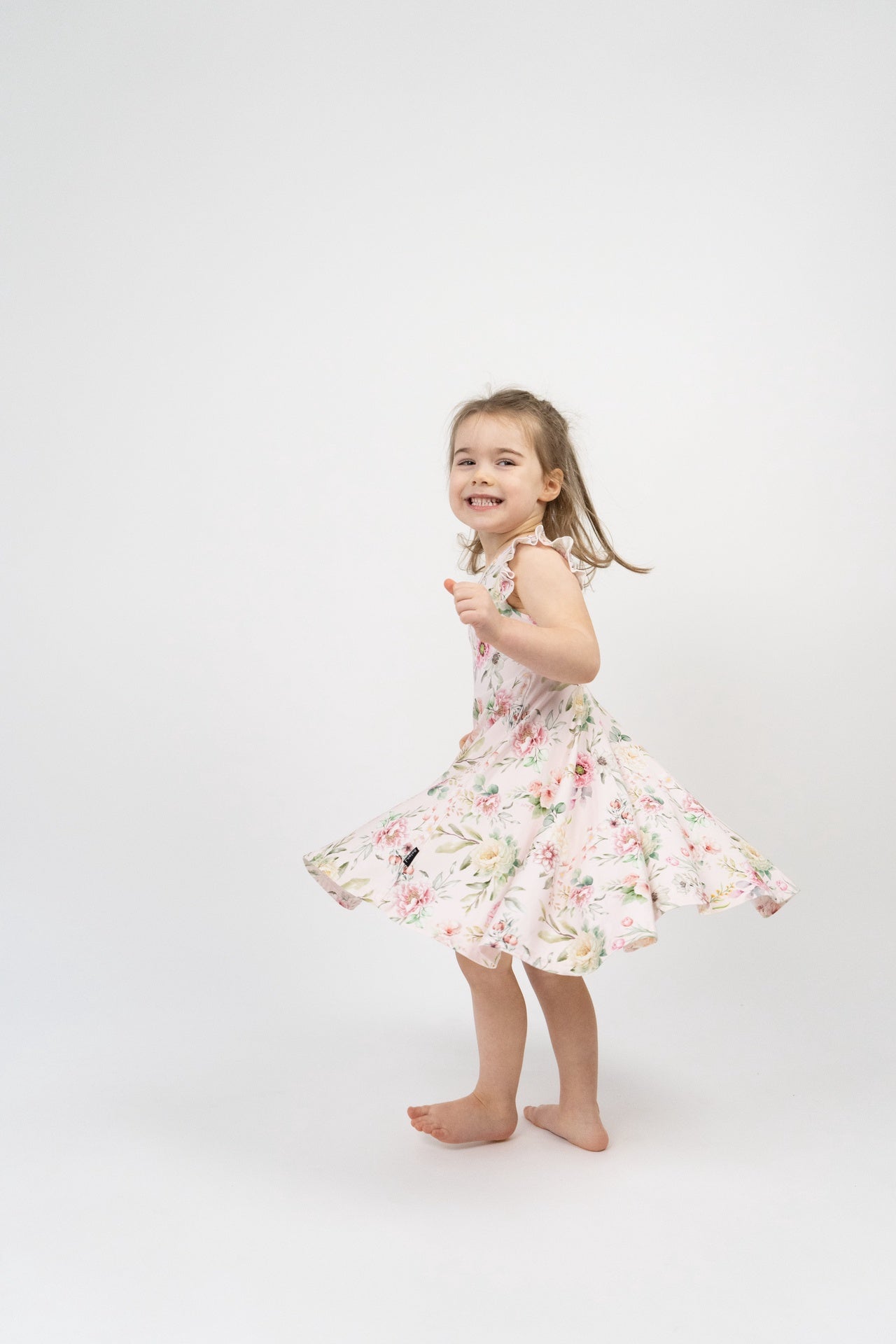 Ruffled Sleeves Twirl Dress - Floral Bliss