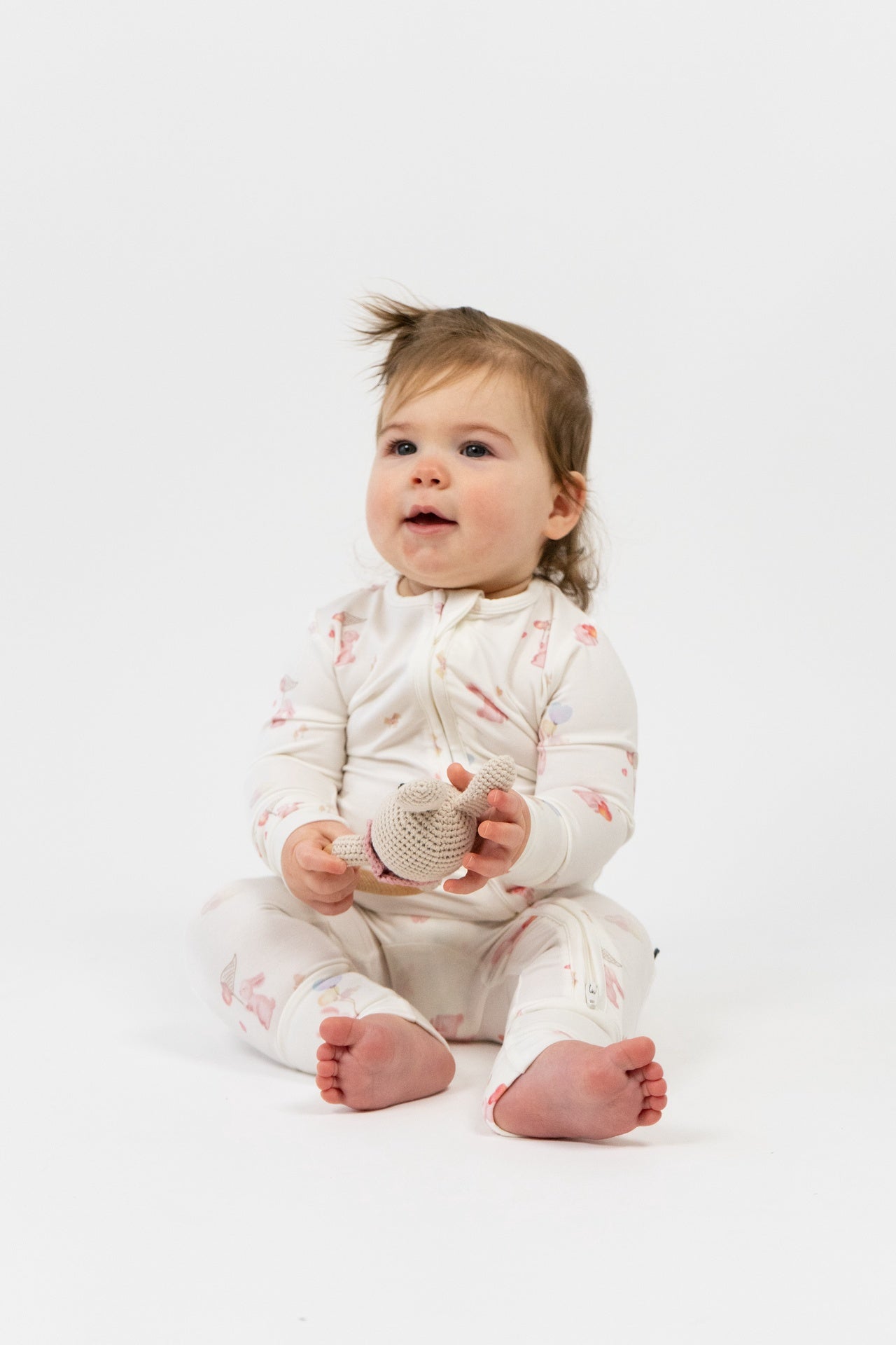 Sleeper with Fold-over Cuffs - Love Bunnies