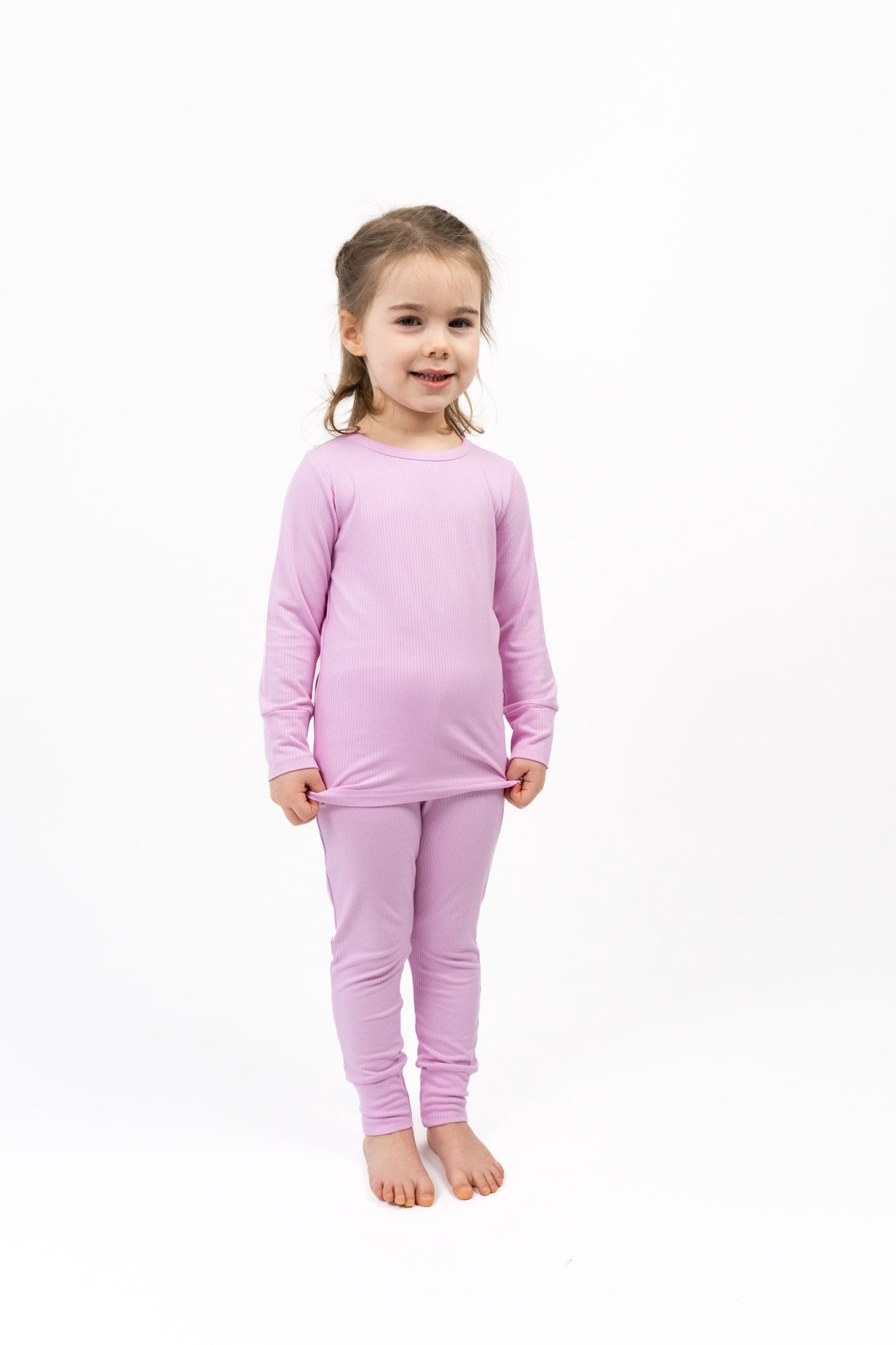 Ribbed Bamboo L/S PJ Set - Pastel Orchid
