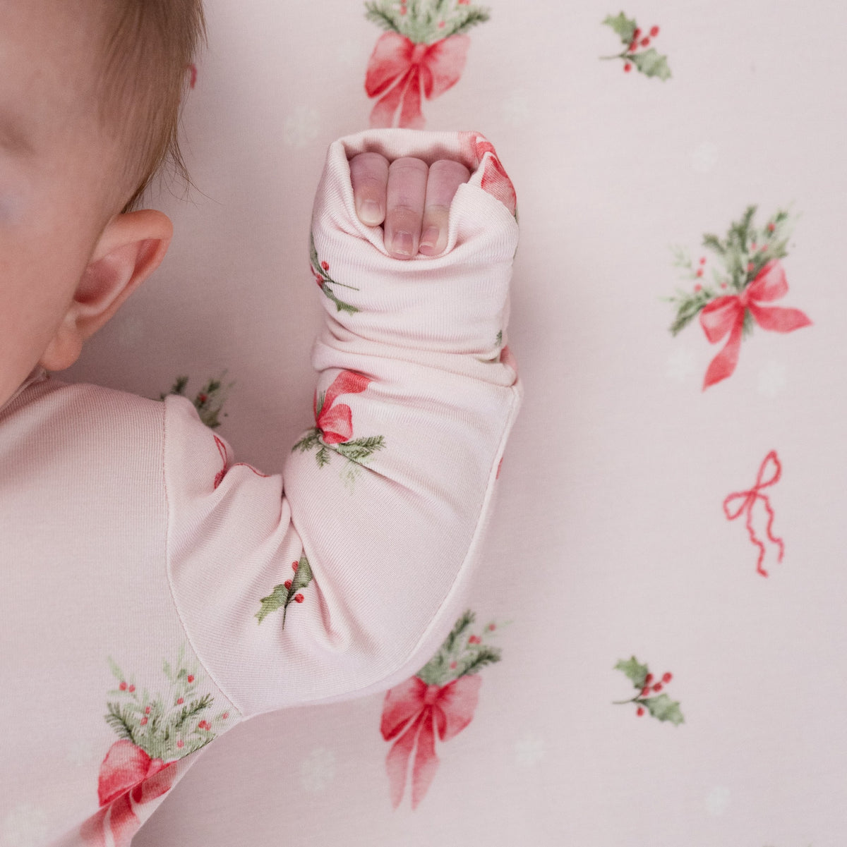 Footed Zipper Sleeper - Pink Bows
