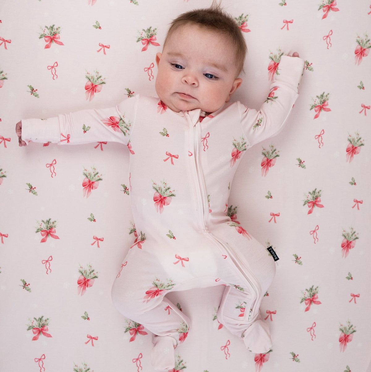 Footed Zipper Sleeper - Pink Bows