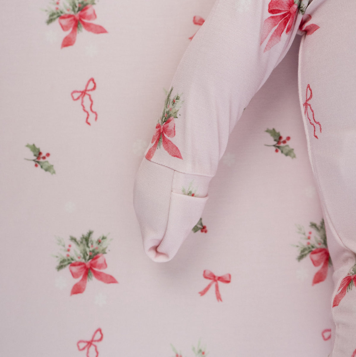 Footed Zipper Sleeper - Pink Bows