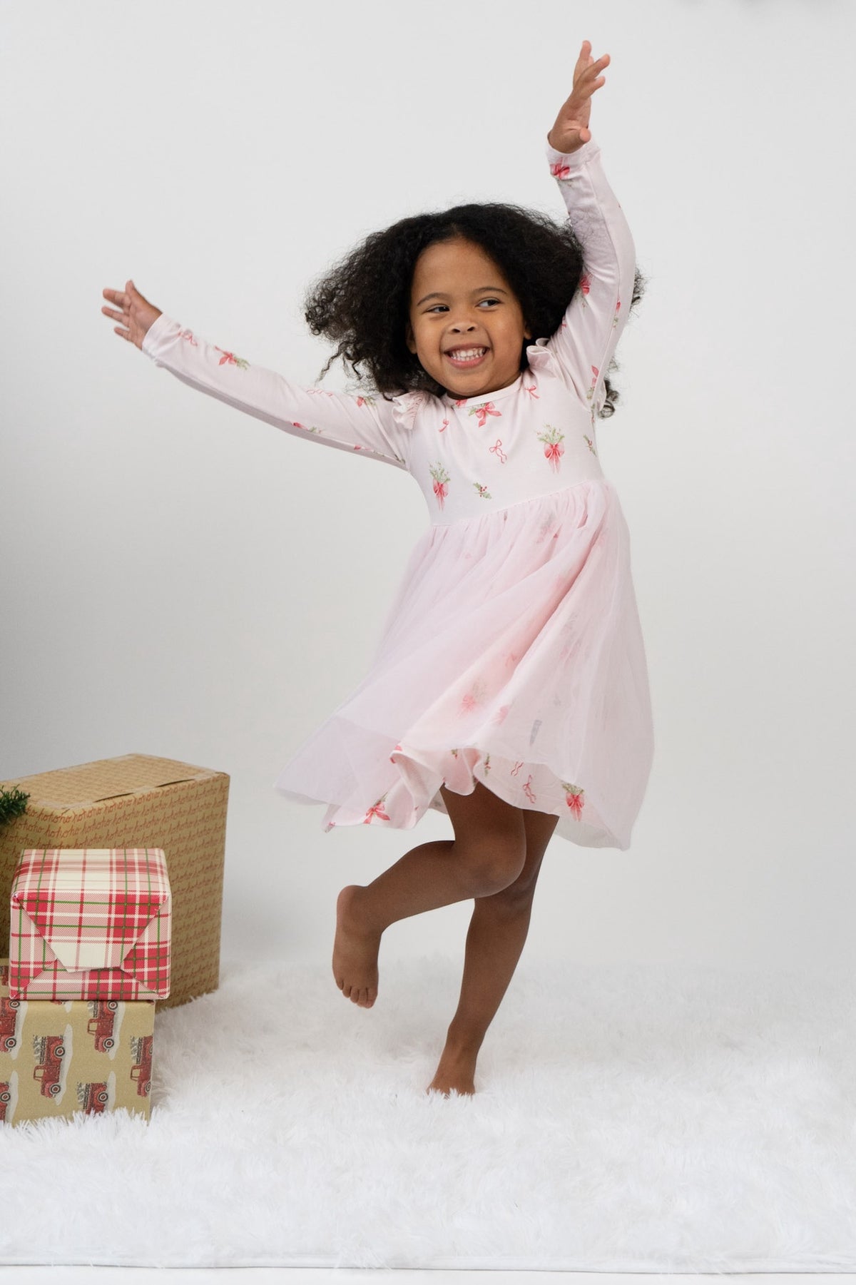 L/S Princess Dress - Pink Bows