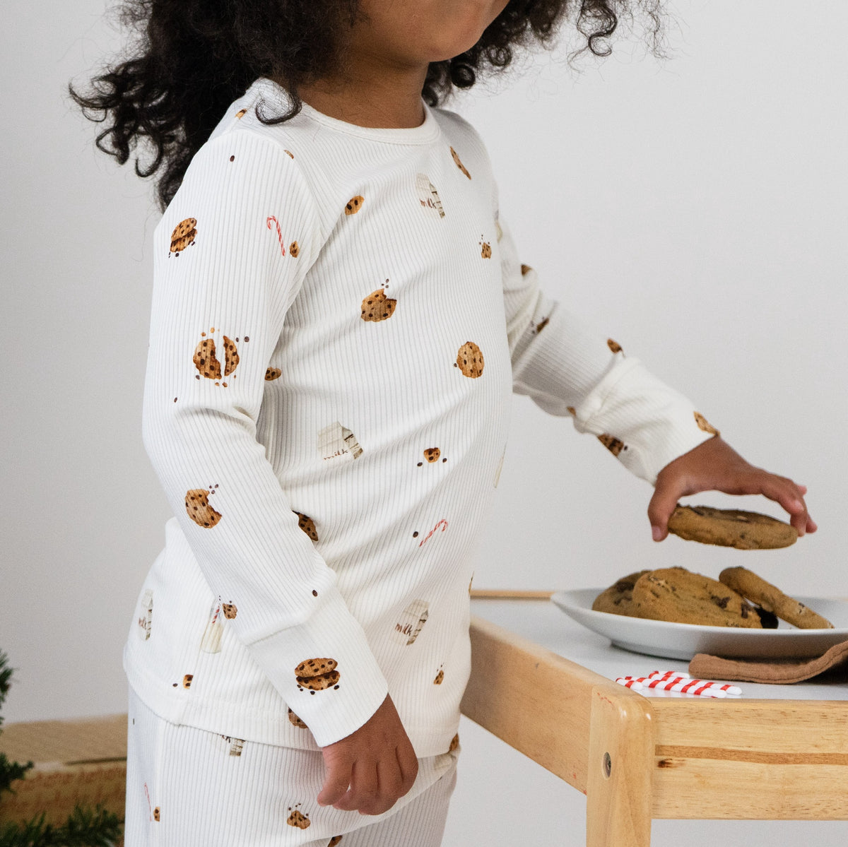 Ribbed Bamboo L/S PJ Set - Milk & Cookies