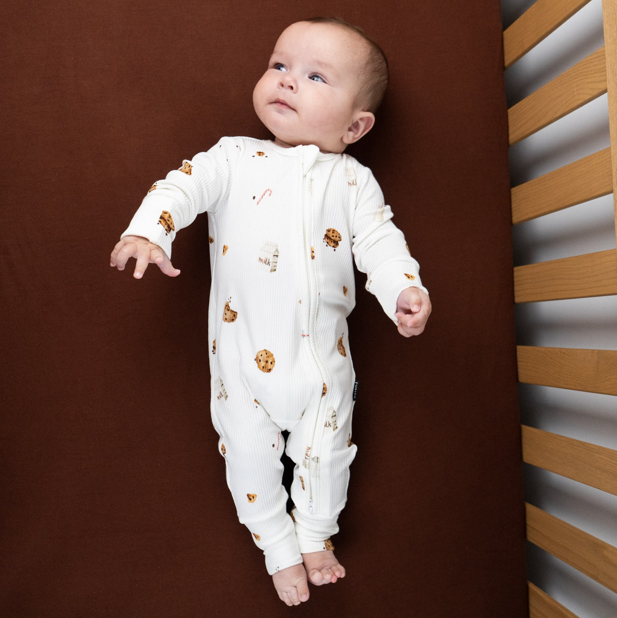 Ribbed Bamboo Footless Sleeper - Milk & Cookies
