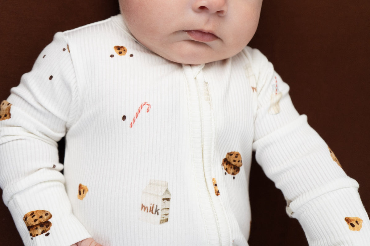 Ribbed Bamboo Footless Sleeper - Milk & Cookies