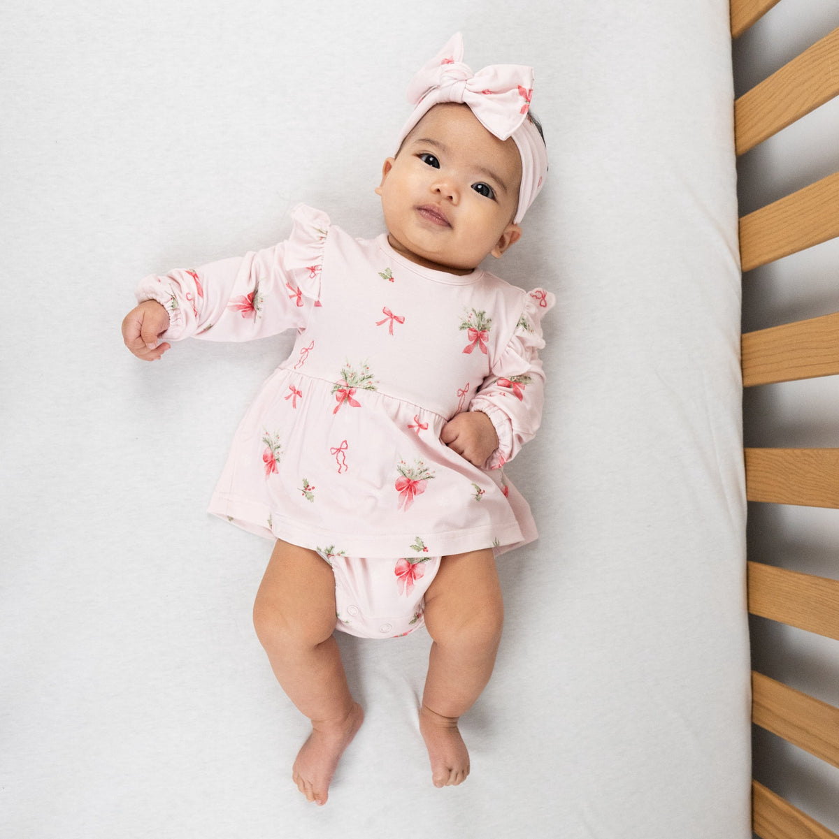 L/S Skirted Onesie - Pink Bows