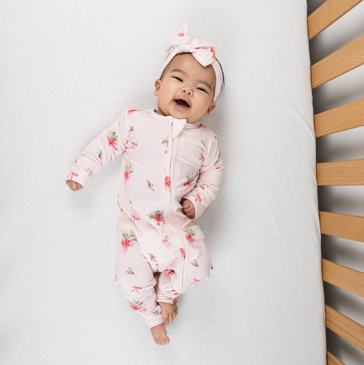 Footless Zipper Sleeper - Pink Bows