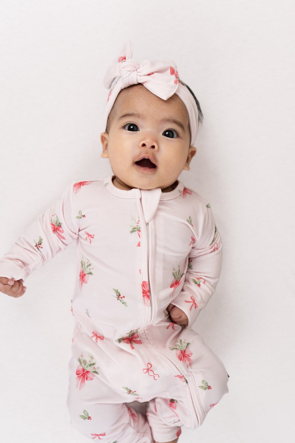 Footless Zipper Sleeper - Pink Bows