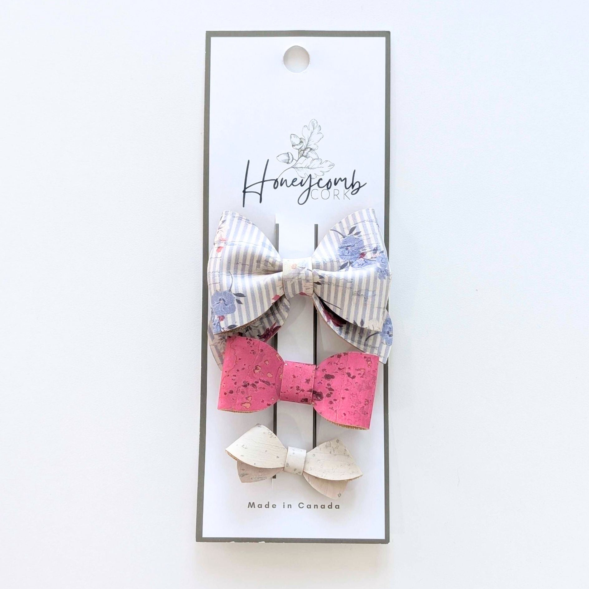 Honeycomb Cork Bow Clip Set - Darla, Rylie, Dottie
