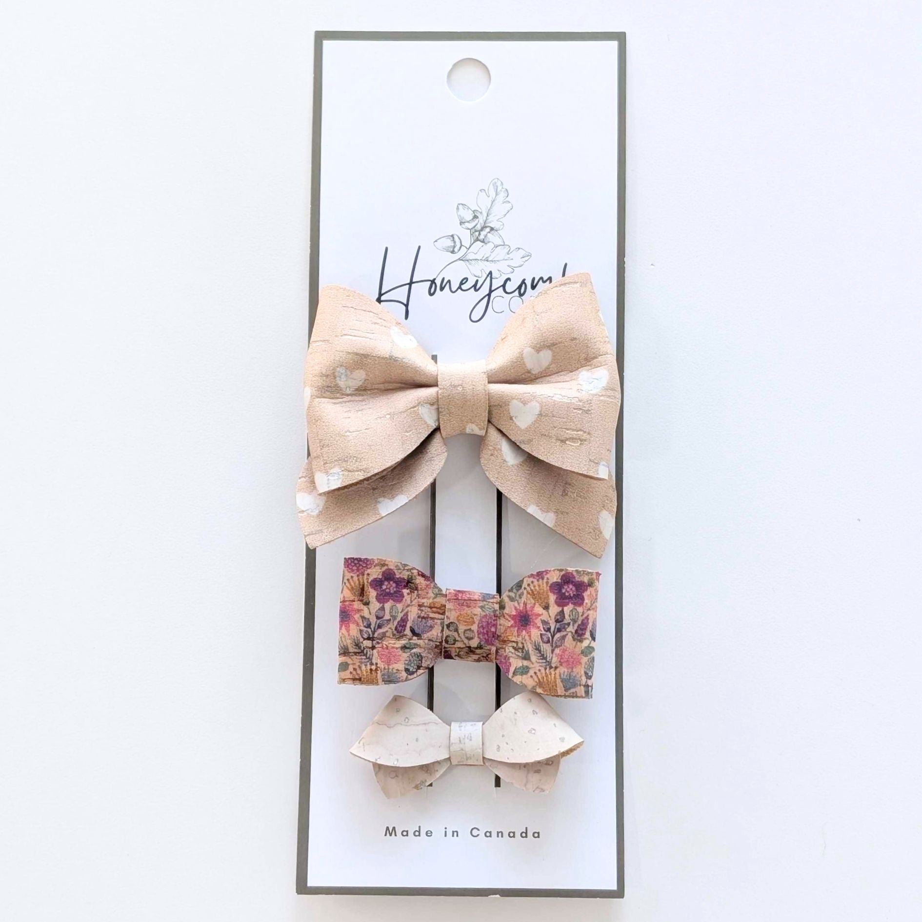 Honeycomb Cork Bow Clip Set - Darla, Rylie, Dottie