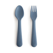 Mushie Dinnerware Fork And Spoon Set - Twilight Blue