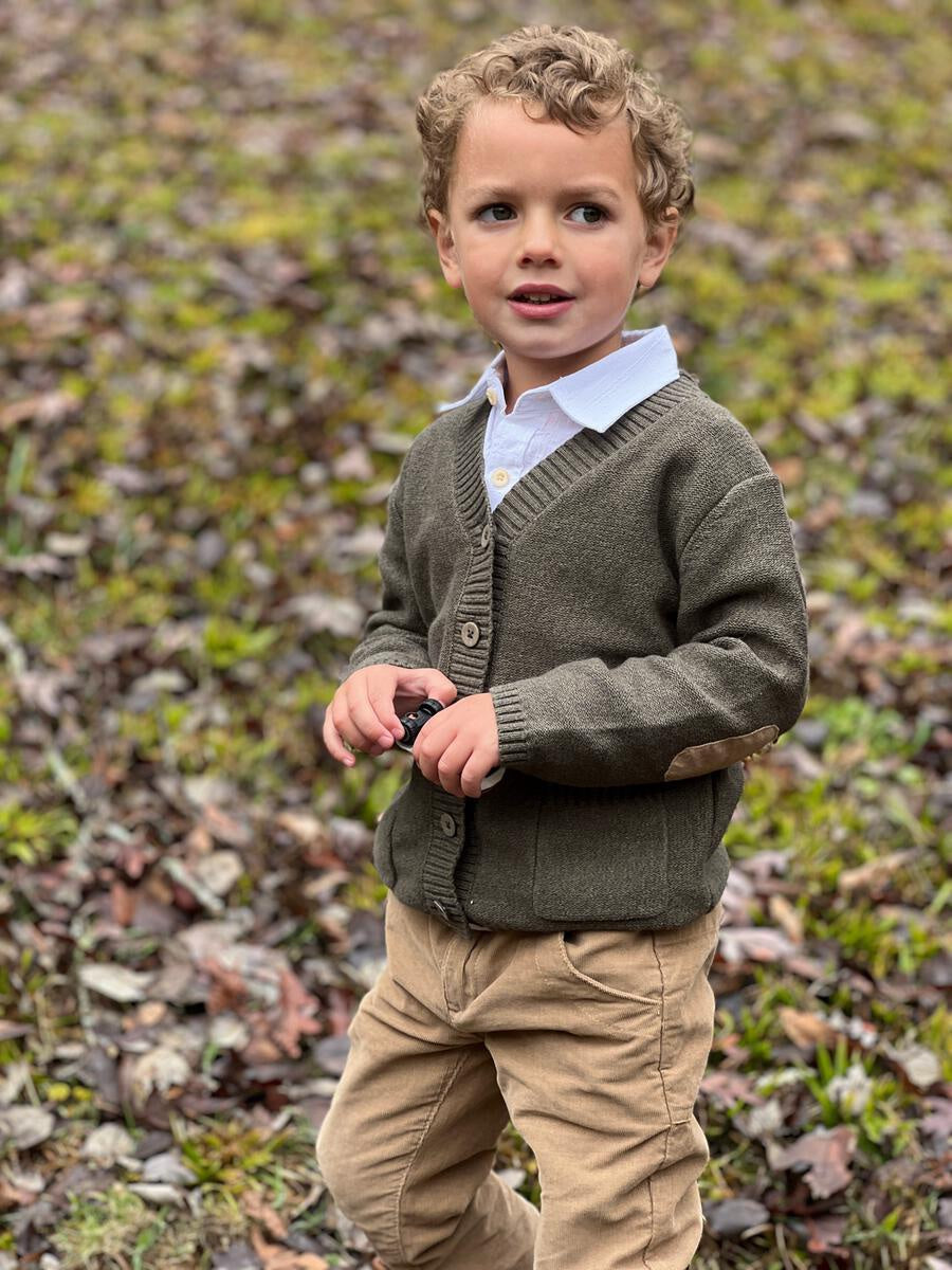 Me & Henry  Duncan Cotton Cardigan - Green