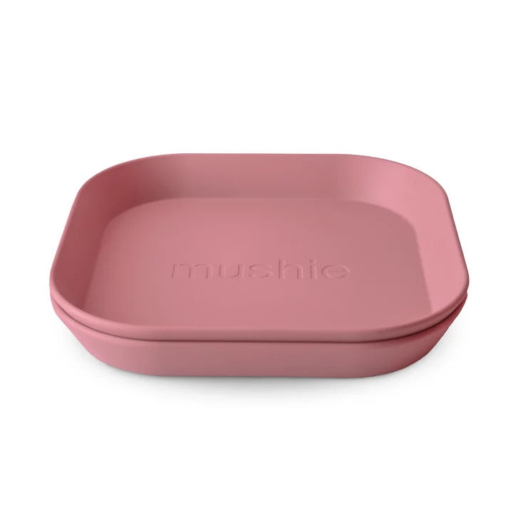 Mushie Square Dinnerware Plates Set Of 2 - Dusty Rose