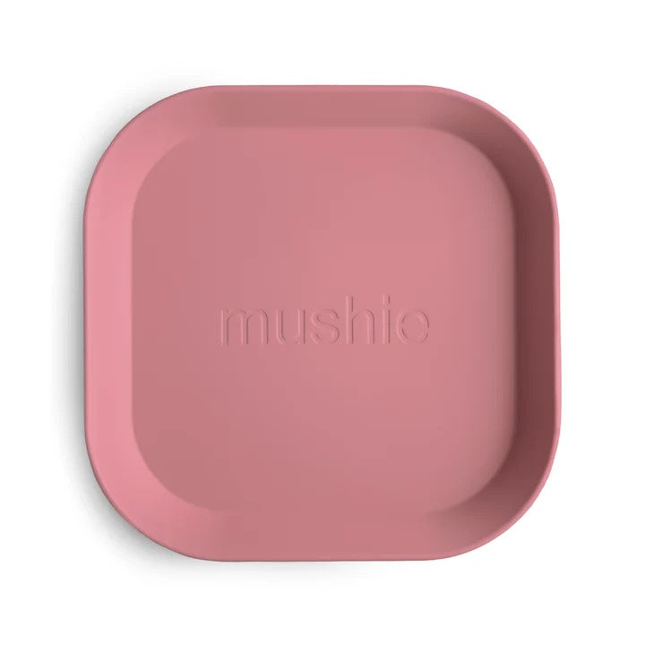 Mushie Square Dinnerware Plates Set Of 2 - Dusty Rose