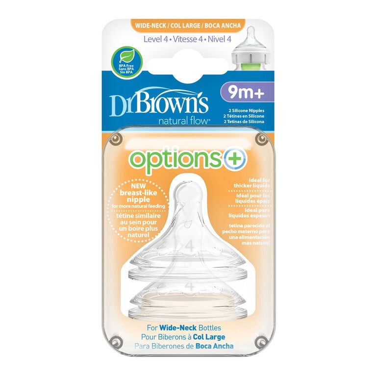 Dr. Brown's Options+ 2pk Wide Neck Nipples Lv4/9m+