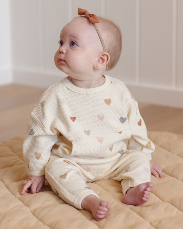 Quincy Mae Waffle Sweater Set - Confetti Hearts