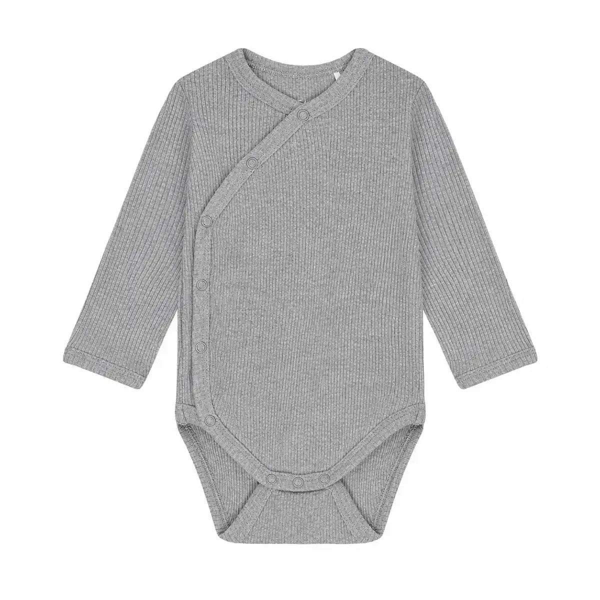 Fixoni Infant Long Sleeve Wrap Bodysuit - Gray Flint Melange