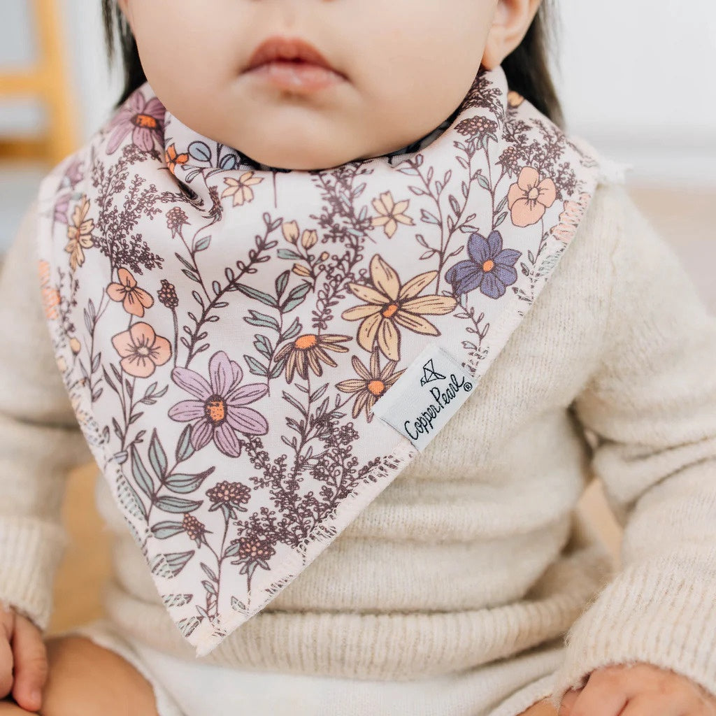 Copper Pearl Bandana Bib Set - Flora