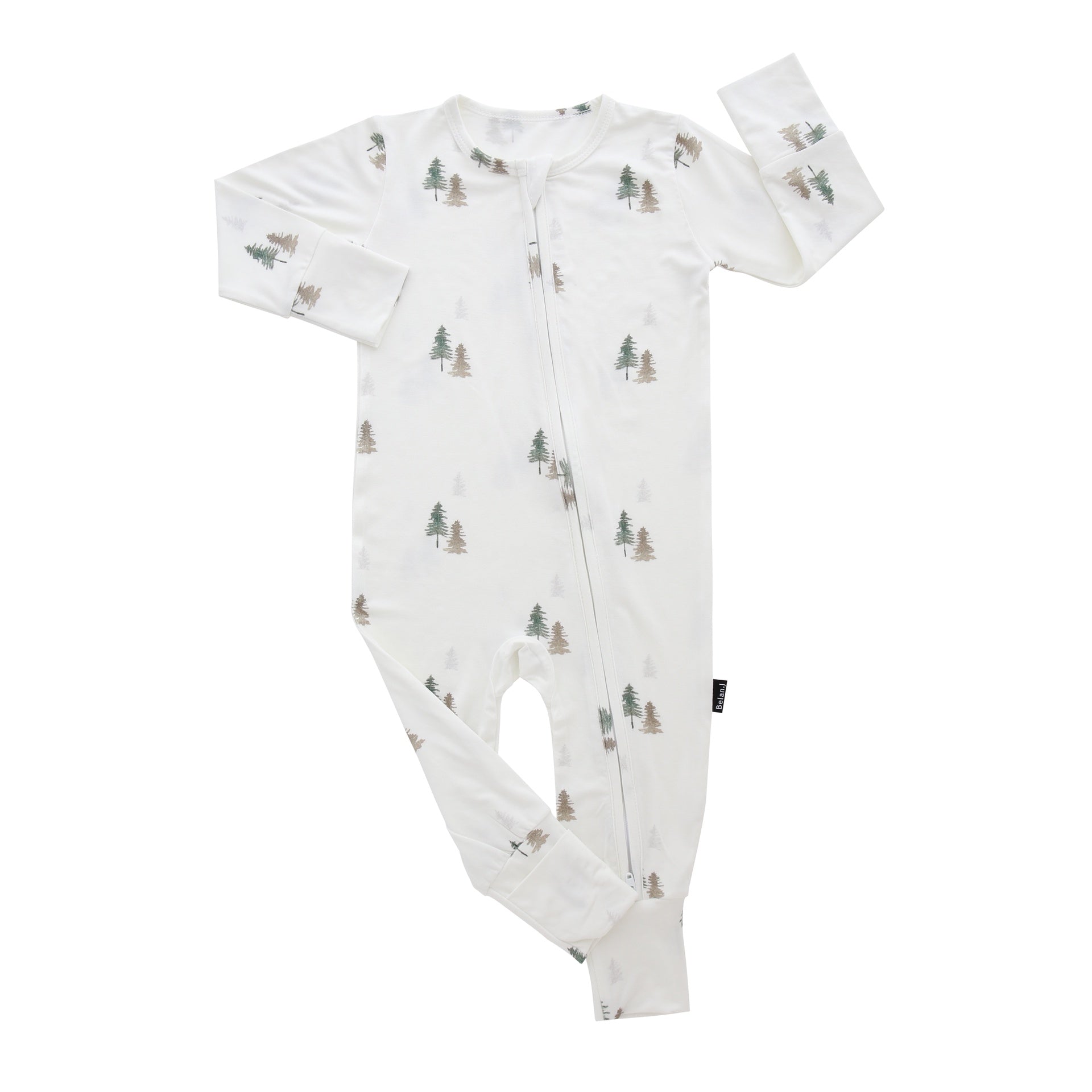 Footless Sleeper with Fold-Over Cuffs - Pine Trees