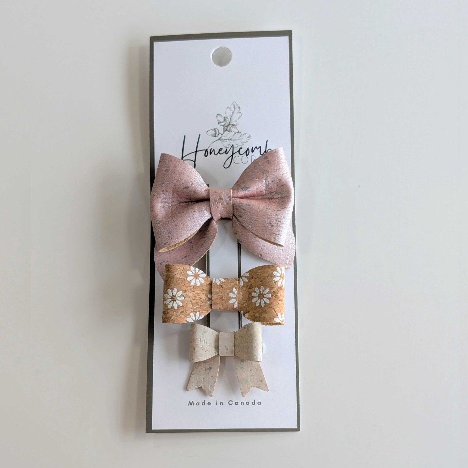 Honeycomb Cork Bow Clip Set - Darla, Rylie, Nora