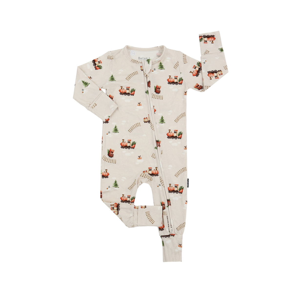 Footless Zipper Sleeper - Christmas Train
